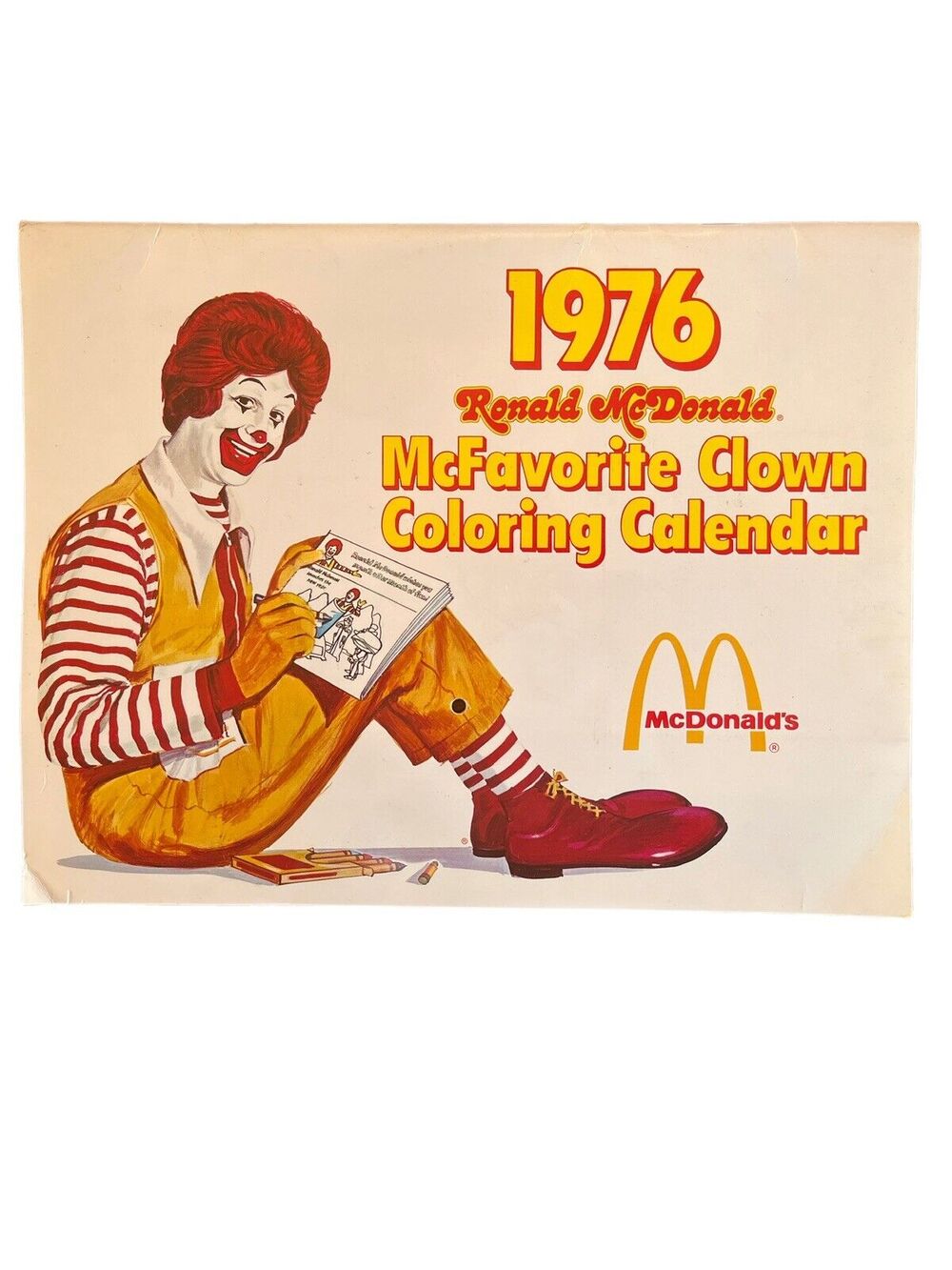 1976 Calendar Ronald McDonald McFavorite Clown Coloring Partially Used SEE Pics